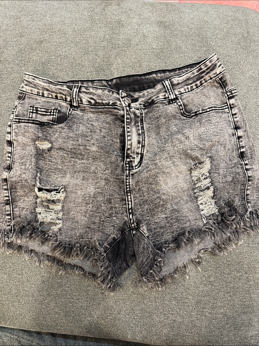 Amazon Women's Distressed Black Wash Denim Shorts